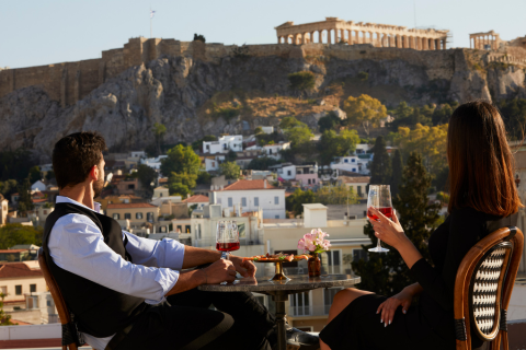 Rooftop lounge with Acropolis Views